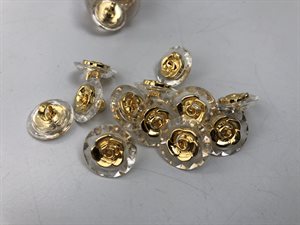 Pu knap  - med royal guld rose, 15 mm